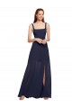 A-Line Square Neck Chiffon Long Dark Navy Bridesmaid Dress / Evening Dress Sydney