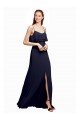 A-Line Scoop Neck Chiffon Long Floor Length Dark Navy Bridesmaid Dress Sydney