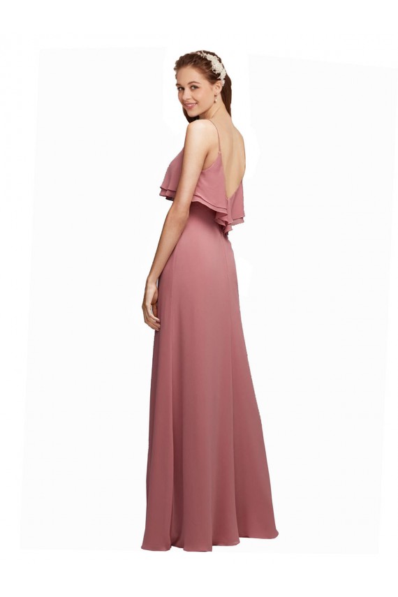 A-Line Scoop Neck Chiffon Long Floor Length Dark Navy Bridesmaid Dress Sydney
