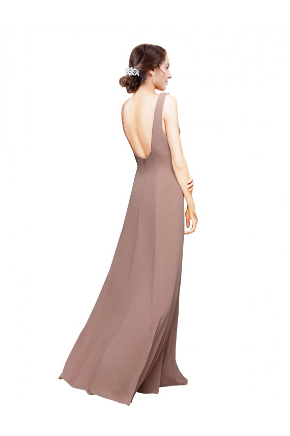 A-Line V-Neck Chiffon Long Floor Length Royal Blue Bridesmaid Dress Sydney