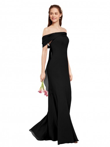 Mermaid Off the Shoulder Soft Chiffon Long Black Prom Dress / Bridesmaid Dress Sydney