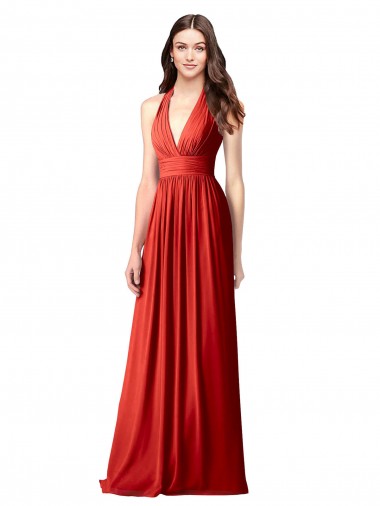 A-Line V-Neck Soft Chiffon Long Red Bridesmaid Dress / Formal Dress Sydney