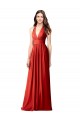 A-Line V-Neck Soft Chiffon Long Red Bridesmaid Dress / Formal Dress Sydney
