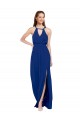A-Line High Neck Soft Chiffon Long Royal Blue Bridesmaid Dress Sydney