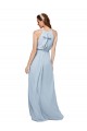 A-Line High Neck Soft Chiffon Long Royal Blue Bridesmaid Dress Sydney