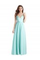 A-Line V-Neck Soft Chiffon & Satin Long Waterfall Bridesmaid Dress Sydney