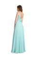 A-Line V-Neck Soft Chiffon & Satin Long Waterfall Bridesmaid Dress Sydney