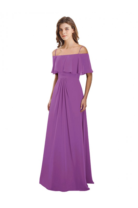 A-Line Spaghetti Straps Soft Chiffon Long Dahlia Bridesmaid Dress Sydney