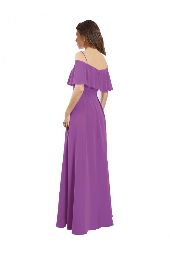 A-Line Spaghetti Straps Soft Chiffon Long Dahlia Bridesmaid Dress Sydney