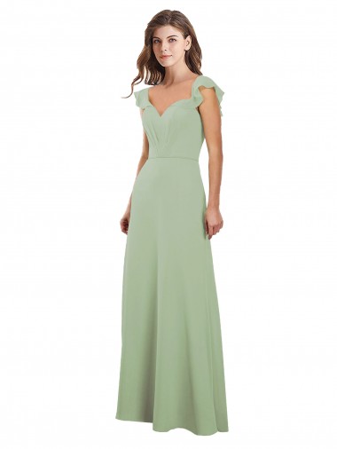 A-Line Sweetheart Soft Chiffon Long Smoke Green Bridesmaid Dress / Formal Dress Sydney