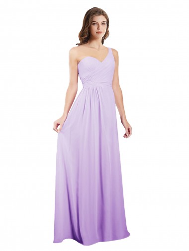 A-Line One Shoulder Chiffon Long Lilac Bridesmaid Dress / Evening Dress Sydney