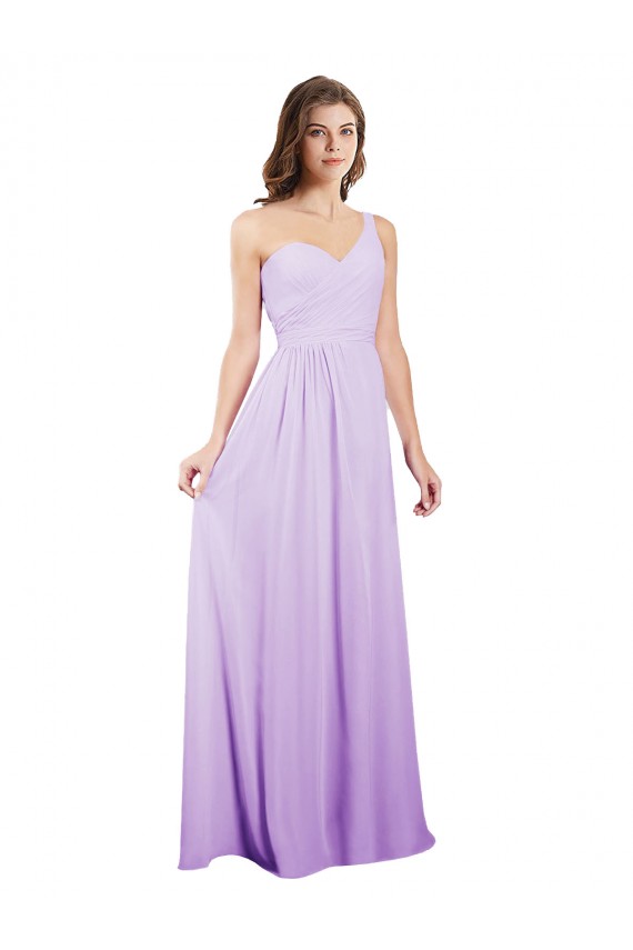 A-Line One Shoulder Chiffon Long Lilac Bridesmaid Dress / Evening Dress Sydney