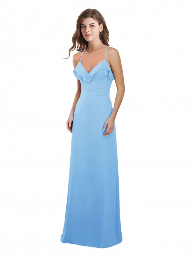 A-Line Sweetheart Soft Chiffon Long Periwinkle Bridesmaid Dress Sydney
