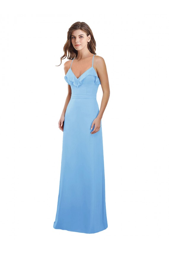 A-Line Sweetheart Soft Chiffon Long Periwinkle Bridesmaid Dress Sydney