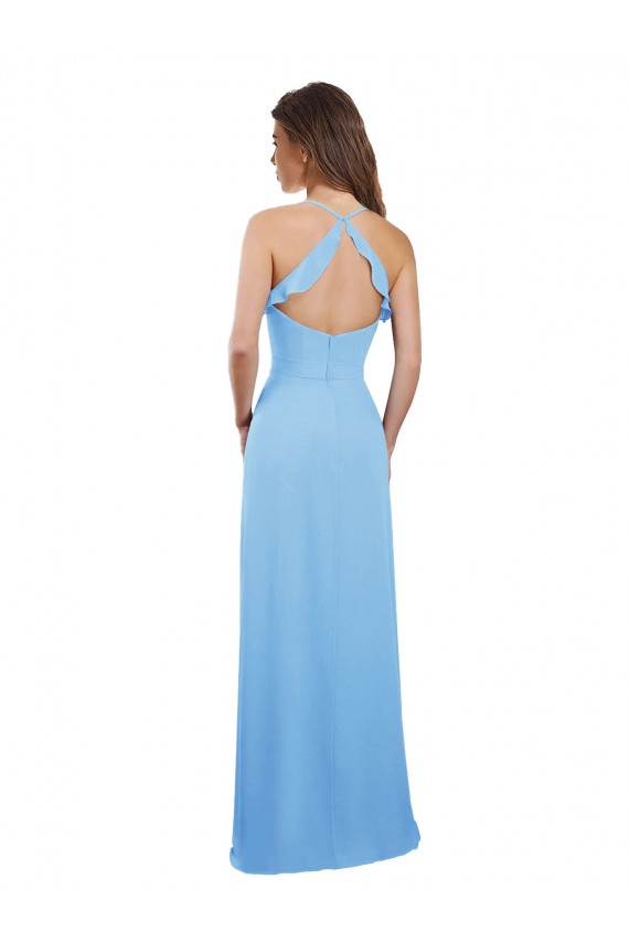 A-Line Sweetheart Soft Chiffon Long Periwinkle Bridesmaid Dress Sydney