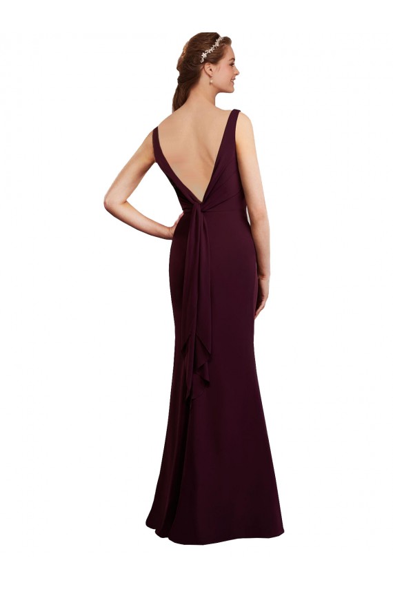 Mermaid V-Neck Soft Chiffon Long Burgundy Gold Bridesmaid Dress Sydney