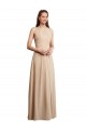 A-Line Halter Neck Soft Chiffon Long Champagne Bridesmaid Dress Sydney