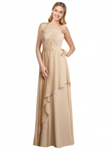 A-Line Sweetheart Soft Chiffon Long Champagne Bridesmaid Dress Sydney