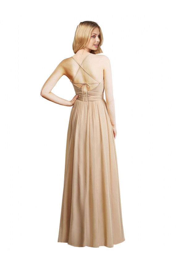 A-Line Sweetheart Soft Chiffon Long Champagne Bridesmaid Dress Sydney