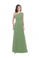 A-Line One Shoulder Soft Chiffon Long Seagrass Bridesmaid Dress Sydney