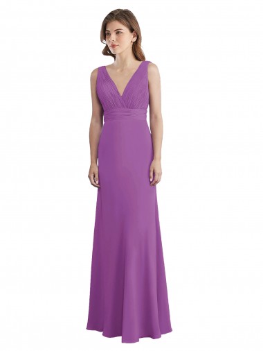 A-Line V-Neck Soft Chiffon Long Dahlia Bridesmaid Dress Sydney