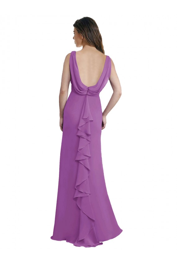 A-Line V-Neck Soft Chiffon Long Dahlia Bridesmaid Dress Sydney