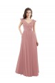A-Line V-Neck Soft Chiffon Long Dusty Pink Bridesmaid Dress Sydney