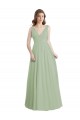 A-Line V-Neck Soft Chiffon Long Smoke Green Formal Dress / Bridesmaid Dress Sydney