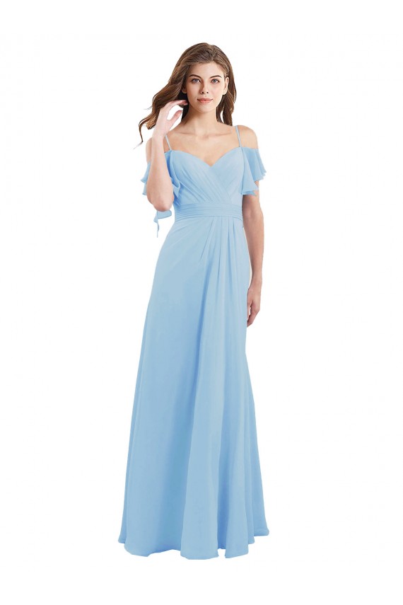 A-Line Sweetheart Soft Chiffon Long Light Sky Blue Bridesmaid Dress Sydney