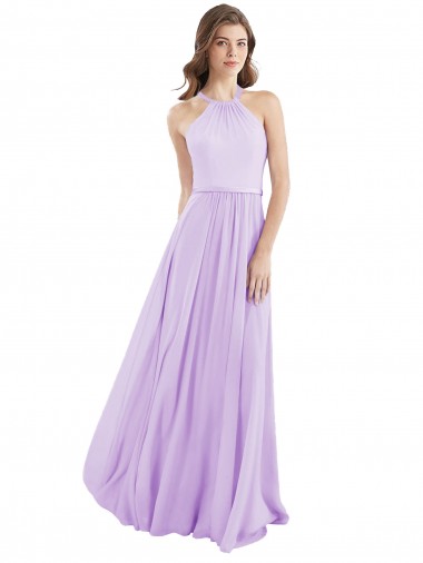 A-Line Halter Neck Chiffon Long Lilac Bridesmaid Dress / Evening Dress Sydney