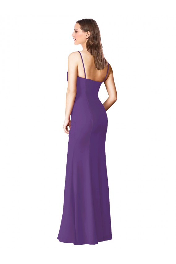A-Line Strapless Soft Chiffon Long Plum Purple Bridesmaid Dress Sydney