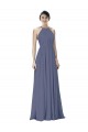 A-Line Halter Neck Soft Chiffon Long Silver Stone Formal Dress / Bridesmaid Dress Sydney