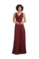 A-Line V-Neck Soft Chiffon Long Burgundy Bridesmaid Dress Sydney
