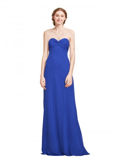 A-Line Sweetheart Soft Chiffon Long Royal Blue Bridesmaid Dress Sydney