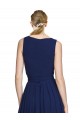 A-Line V-Neck Chiffon Long Dark Navy Wedding Party Dress Sydney