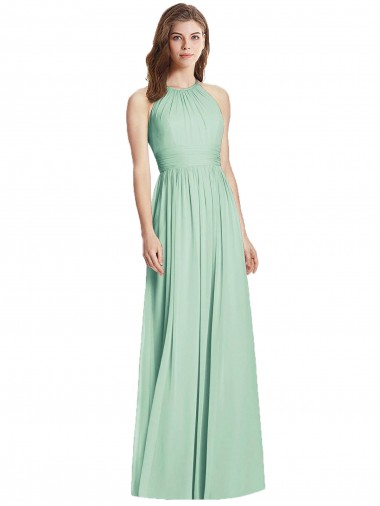 A-Line Halter Neck Soft Chiffon Long Mint Green Semi Formal Evening Dress / Bridesmaid Dress Sydney
