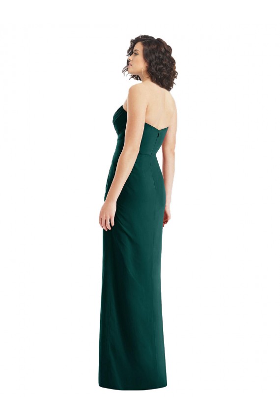 A-Line Strapless Soft Chiffon Long Ever Green Bridesmaid Dress Sydney