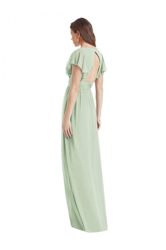 Trumpet V-Neck Soft Chiffon Long Sage Bridesmaid Dress Sydney