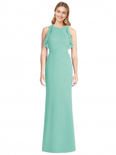Mermaid Jewel Neck Soft Chiffon Long Jade Bridesmaid Dress Sydney