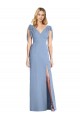 Mermaid V-Neck Soft Chiffon Long Dusty Blue Bridesmaid Dress Sydney