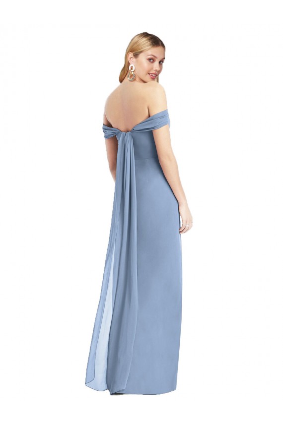 Mermaid Off the Shoulder Soft Chiffon Long Dusty Blue Semi Formal Evening Dress / Bridesmaid Dress Sydney