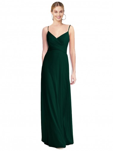 A-Line V-Neck Soft Chiffon Long Ever Green Bridesmaid Dress Sydney