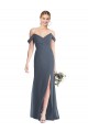 Trumpet Off the Shoulder Soft Chiffon Long Silver Stone Bridesmaid Dress Sydney