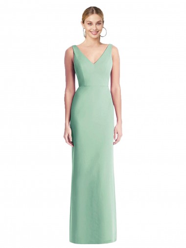 Trumpet V-Neck Soft Chiffon Long Mint Green Bridesmaid Dress Sydney