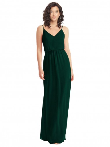 A-Line V-Neck Soft Chiffon Long Ever Green Semi Formal Evening Dress / Bridesmaid Dress Sydney