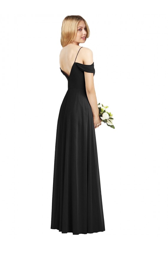 A-Line Spaghetti Straps Soft Chiffon Long Black Semi Formal Evening Dress / Bridesmaid Dress Sydney