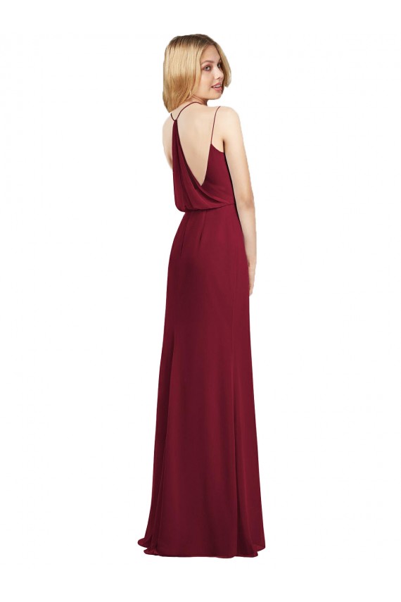 A-Line V-Neck Soft Chiffon Long Burgundy Formal Dress / Bridesmaid Dress Sydney