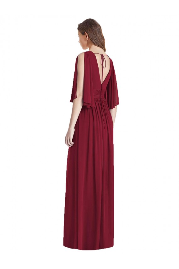 Trumpet V-Neck Soft Chiffon Long Dark Navy Semi Formal Evening Dress / Bridesmaid Dress Sydney
