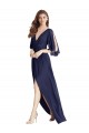 Trumpet V-Neck Soft Chiffon Long Dark Navy Semi Formal Evening Dress / Bridesmaid Dress Sydney