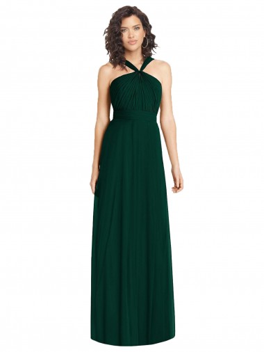 A-Line Halter Neck Soft Chiffon Long Ever Green Bridesmaid Dress Sydney